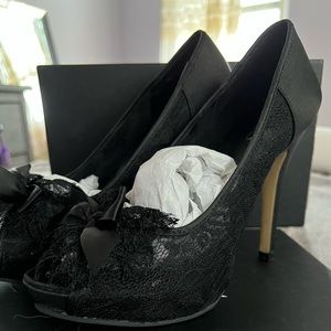Aldo Black Lace High Heels, Perfect for a Night Out Size 39